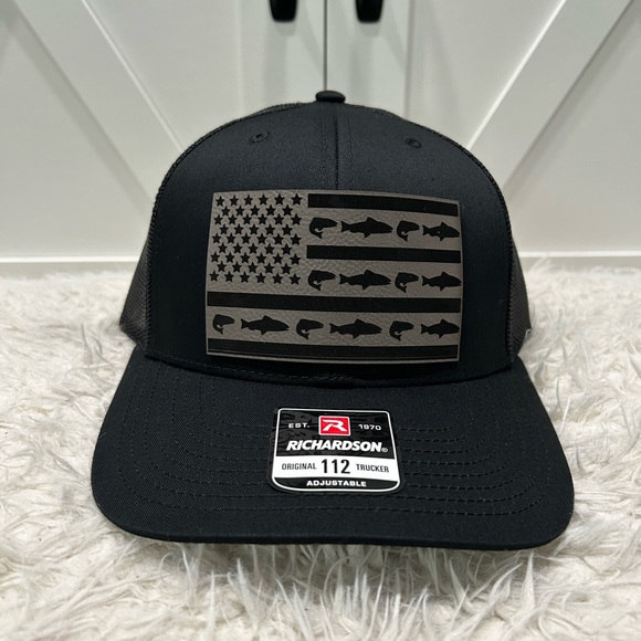 Laser engraved American flag fish. Richardson 112 trucker hat. - Picture 2 of 2